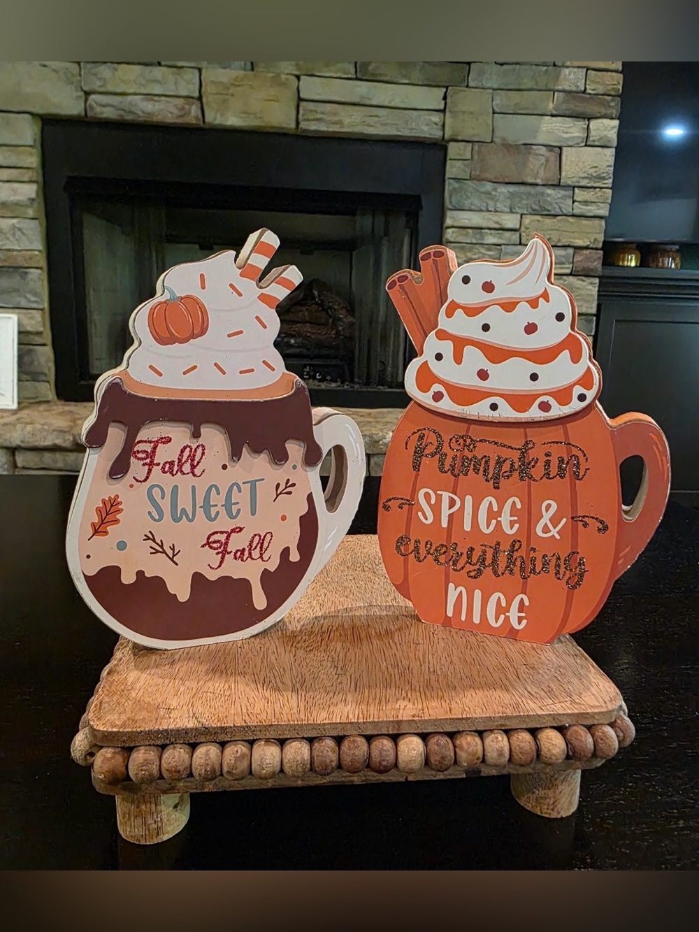 Autumn Pumpkin Spice & Sweet Fall Decorative Wooden Mug Signs